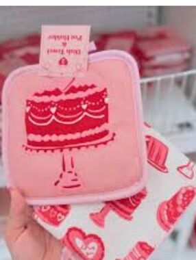 Target Pink Cake & Heart Pot Holder Set